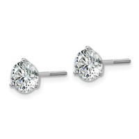 18K White Gold 4 Carat Lab Grown Diamond VS+ F+ Round Complete Three Prong Screwback Stud Earrings view 2