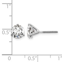 18K White Gold 4 Carat Lab Grown Diamond VS+ F+ Round Complete Three Prong Screwback Stud Earrings view 4