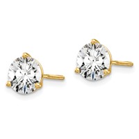 18K Yellow Gold 3 Carat Lab Grown Diamond VS+ F+ Round Complete Three Prong Screwback Stud Earrings view 2