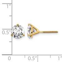 18K Yellow Gold 3 Carat Lab Grown Diamond VS+ F+ Round Complete Three Prong Screwback Stud Earrings view 4