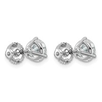 Platinum 2 Carat Lab Grown Diamond VS+ F+ Round Complete Three Prong Screwback Stud Earrings view 3