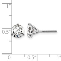 Platinum 2 Carat Lab Grown Diamond VS+ F+ Round Complete Three Prong Screwback Stud Earrings view 4
