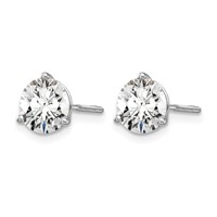14K White Gold 1.75 Carat Lab Grown Diamond VS SI+ G+ Round Three Prong Complete Screwback Stud Earrings view 2