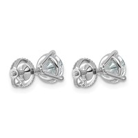 14K White Gold 1.75 Carat Lab Grown Diamond VS SI+ G+ Round Three Prong Complete Screwback Stud Earrings view 3