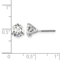 14K White Gold 1.75 Carat Lab Grown Diamond VS SI+ G+ Round Three Prong Complete Screwback Stud Earrings view 4