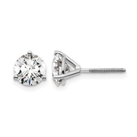 14K White Gold 1.75 Carat Lab Grown Diamond VS SI+ G+ Round Three Prong Complete Screwback Stud Earrings view 1
