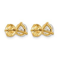 14K Yellow Gold 4 Carat Certified Lab Grown Diamond VS+ F+ Round Complete Three Prong Screwback Stud Earrings view 3