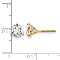 14K Yellow Gold 4 Carat Certified Lab Grown Diamond VS+ F+ Round Complete Three Prong Screwback Stud Earrings view 4