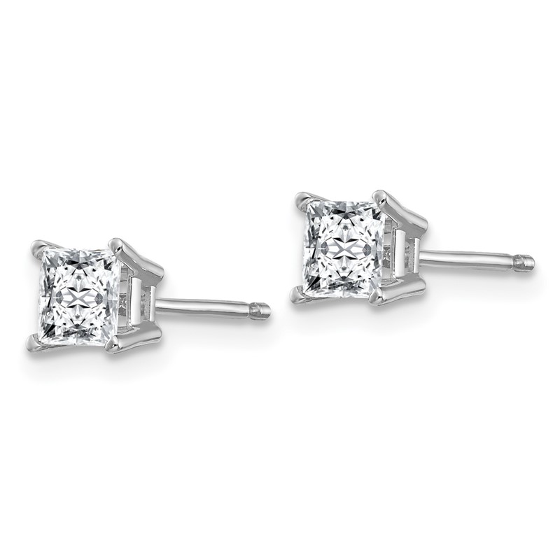 14kw 1 ctw VS+ F+ Princess Lab Grown Diamond 4 Prong Earring