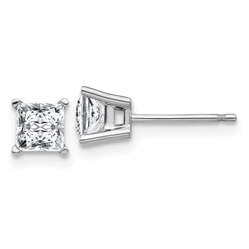 14kw 1 ctw VS+ F+ Princess Lab Grown Diamond 4 Prong Earring