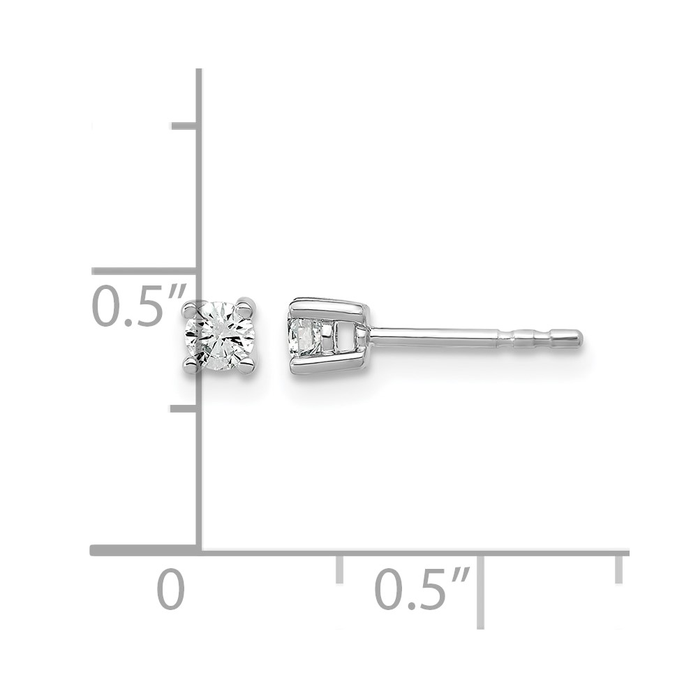 14k White Gold 1/5 ctw Lab Grown Diamond VS+ F+ Round 4 Prong Heavy Wt. Stud Earrings (EM1016-020-WLD)