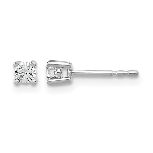 True Origin 14K White Gold 0.20 Carat Lab Grown Diamond VS+ F+ Round Four Prong Heavy Weight Complete Stud Earrings