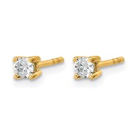 True Origin 14K Yellow Gold 0.20 Carat Lab Grown Diamond VS+ F+ Round Four Prong Heavy Weight Complete Stud Earrings view 2