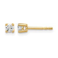 True Origin 14K Yellow Gold 0.20 Carat Lab Grown Diamond VS+ F+ Round Four Prong Heavy Weight Complete Stud Earrings view 1