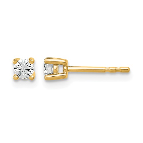 True Origin 14K Yellow Gold 0.20 Carat Lab Grown Diamond VS+ F+ Round Four Prong Heavy Weight Complete Stud Earrings