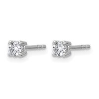 True Origin 14K White Gold 0.25 Carat Lab Grown Diamond VS+ F+ Round Four Prong Heavy Weight Complete Stud Earrings view 2