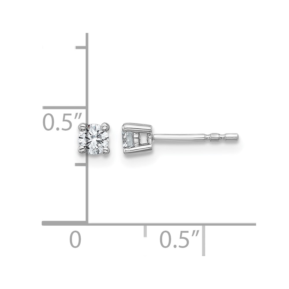 14k White Gold 1/4 ctw Lab Grown Diamond VS+ F+ Round 4 Prong Heavy Wt. Stud Earrings (EM1016-025-WLD)