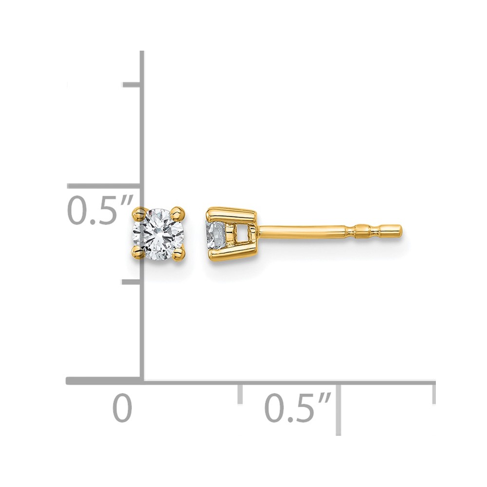 14k Yellow Gold 1/4 ctw Lab Grown Diamond VS+ F+ Round 4 Prong Heavy Wt. Stud Earrings (EM1016-025-LD)