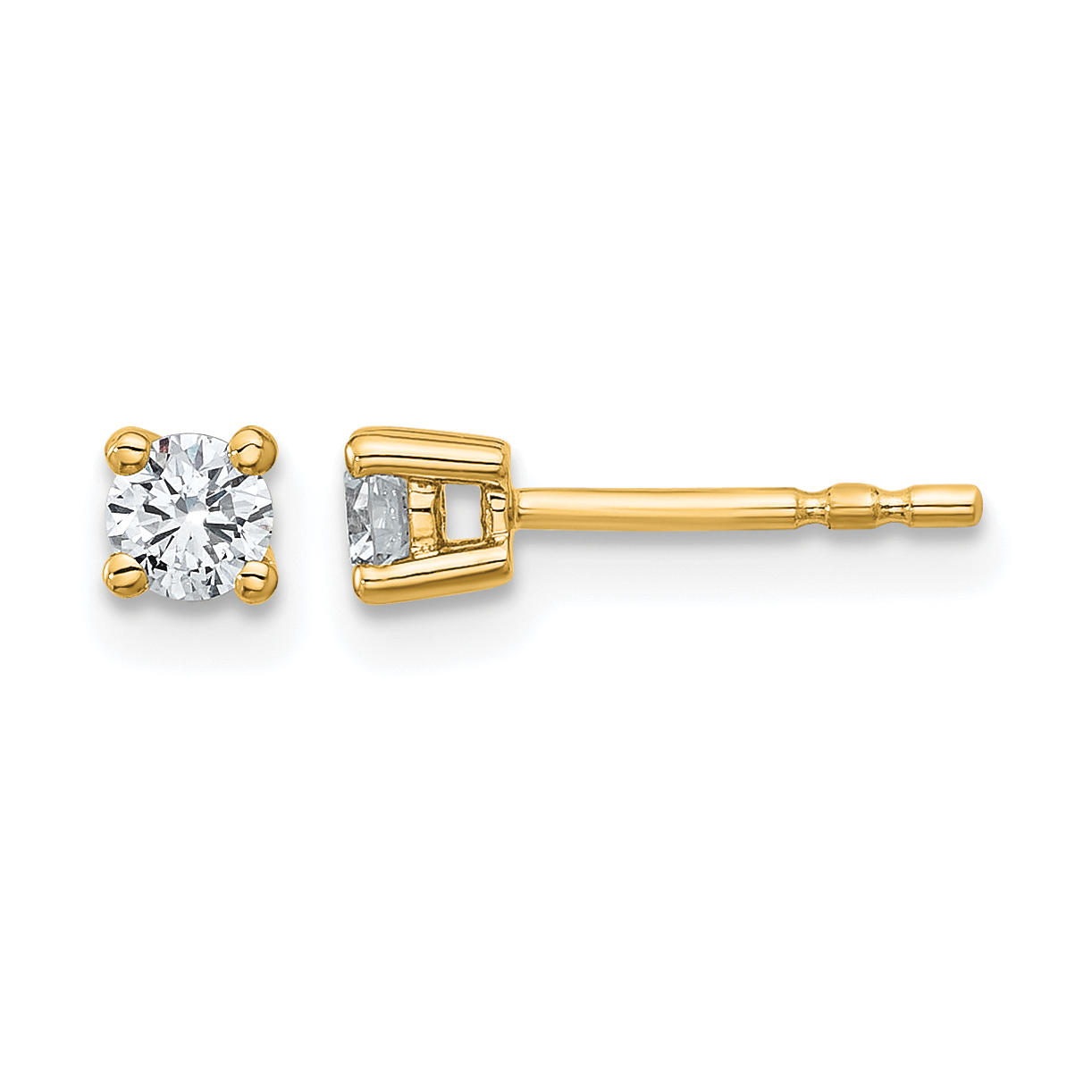 14k Yellow Gold 1/4 ctw Lab Grown Diamond VS+ F+ Round 4 Prong Heavy Wt. Stud Earrings (EM1016-025-LD)