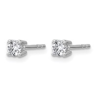 True Origin 14K White Gold 0.33 Carat Lab Grown Diamond VS+ F+ Round Four Prong Heavy Weight Complete Stud Earrings view 2