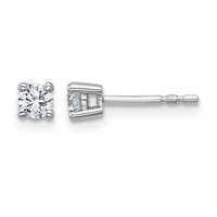 True Origin 14K White Gold 0.33 Carat Lab Grown Diamond VS+ F+ Round Four Prong Heavy Weight Complete Stud Earrings view 1