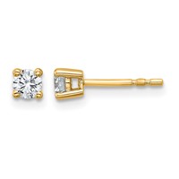 True Origin 14K Yellow Gold 0.33 Carat Lab Grown Diamond VS+ F+ Round Four Prong Heavy Weight Complete Stud Earrings view 1
