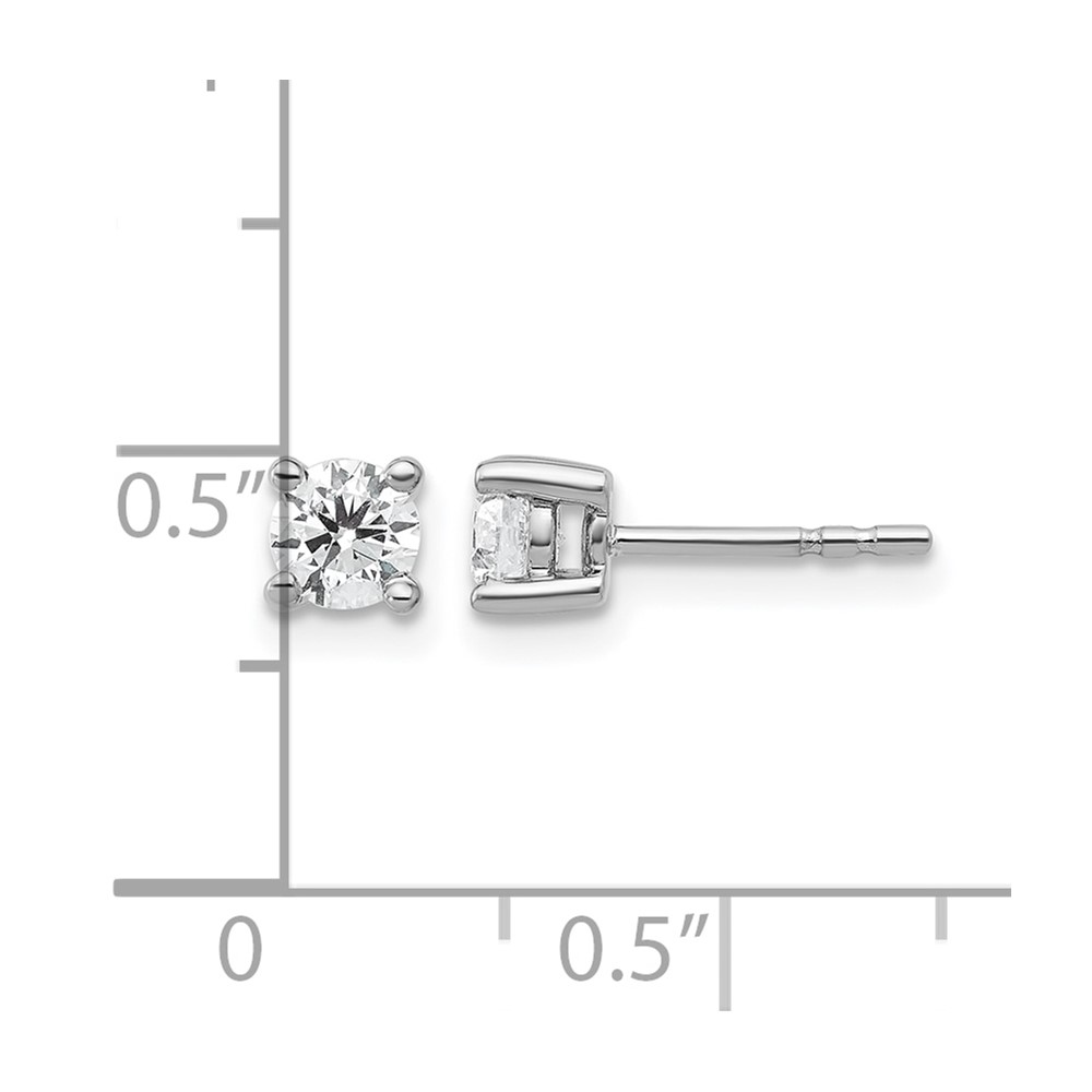 14k White Gold 1/2 ctw Lab Grown Diamond VS+ F+ Round 4 Prong Heavy Wt. Stud Earrings (EM1016-050-WLD)