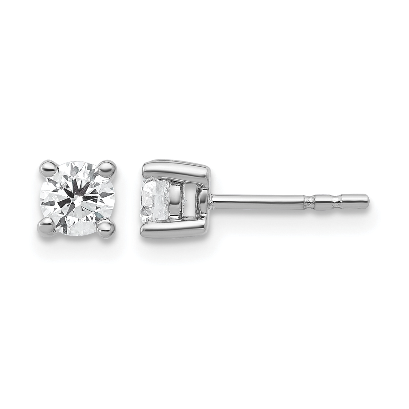 14k White Gold 1/2 ctw Lab Grown Diamond VS+ F+ Round 4 Prong Heavy Wt. Stud Earrings (EM1016-050-WLD)