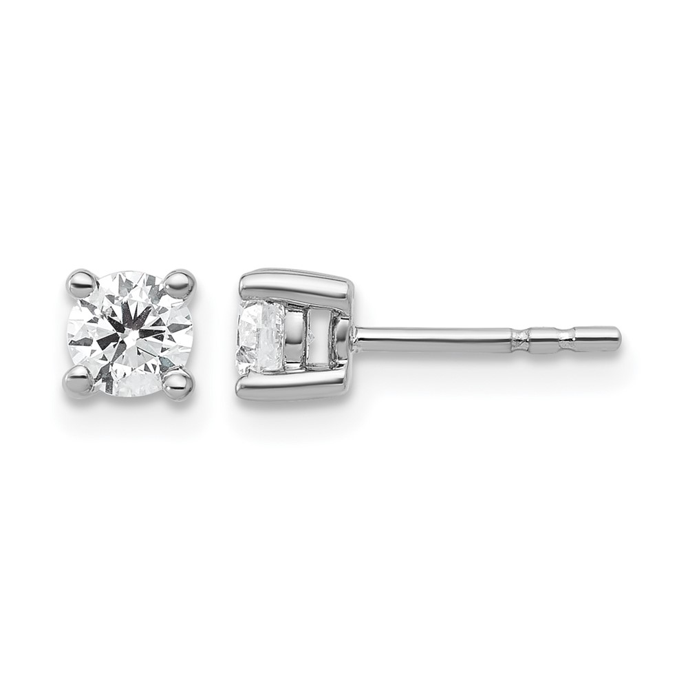 14k White Gold 1/2 ctw Lab Grown Diamond VS+ F+ Round 4 Prong Heavy Wt. Stud Earrings (EM1016-050-WLD)