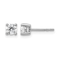True Origin 14K White Gold 0.50 Carat Lab Grown Diamond VS+ F+ Round Four Prong Heavy Weight Complete Stud Earrings view 1