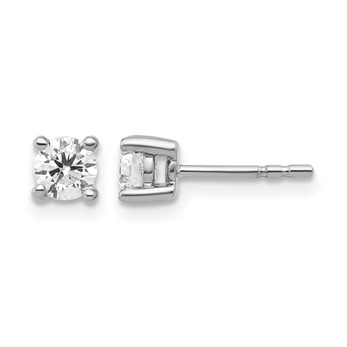 True Origin 14K White Gold 0.50 Carat Lab Grown Diamond VS+ F+ Round Four Prong Heavy Weight Complete Stud Earrings