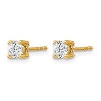 True Origin 14K Yellow Gold 0.50 Carat Lab Grown Diamond VS+ F+ Round Four Prong Heavy Weight Complete Stud Earrings view 2