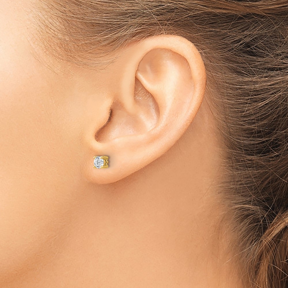 14k Yellow Gold 1/2 ctw Lab Grown Diamond VS+ F+ Round 4 Prong Heavy Wt. Stud Earrings (EM1016-050-LD)