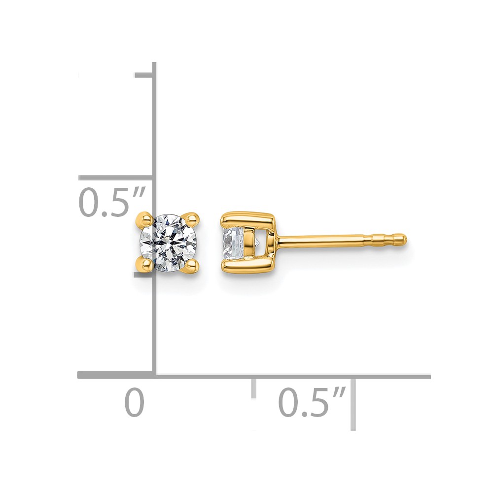 14k Yellow Gold 1/2 ctw Lab Grown Diamond VS+ F+ Round 4 Prong Heavy Wt. Stud Earrings (EM1016-050-LD)