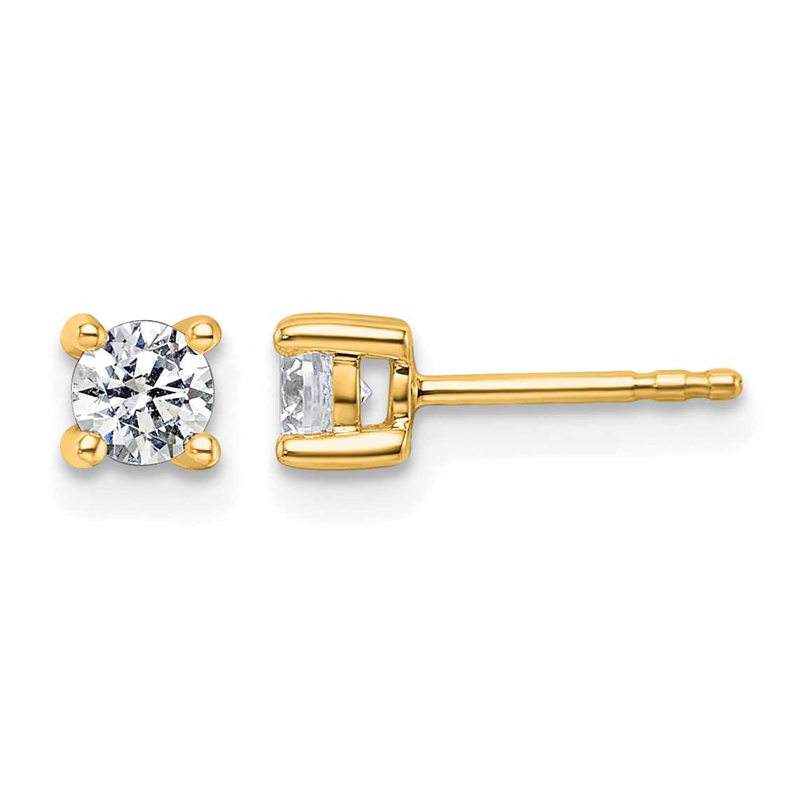 14k Yellow Gold 1/2 ctw Lab Grown Diamond VS+ F+ Round 4 Prong Heavy Wt. Stud Earrings (EM1016-050-LD)