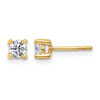 True Origin 14K Yellow Gold 0.50 Carat Lab Grown Diamond VS+ F+ Round Four Prong Heavy Weight Complete Stud Earrings view 1
