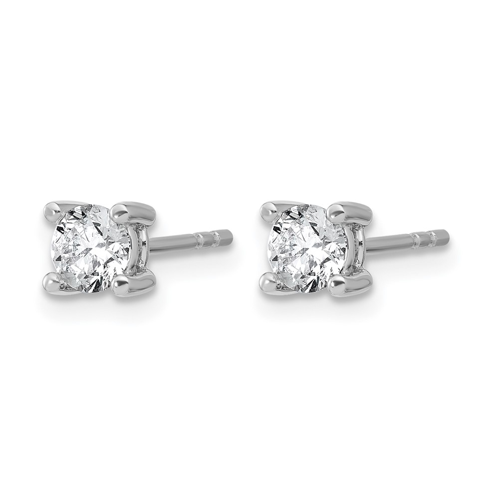 14k White Gold 2/3 ctw Lab Grown Diamond VS+ F+ Round 4 Prong Heavy Wt. Stud Earrings (EM1016-066-WLD)