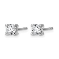 True Origin 14K White Gold 0.67 Carat Lab Grown Diamond VS+ F+ Round Four Prong Heavy Weight Complete Stud Earrings view 2