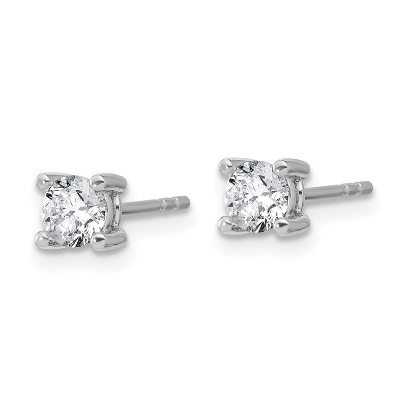 14k White Gold 2/3 ctw Lab Grown Diamond VS+ F+ Round 4 Prong Heavy Wt. Stud Earrings