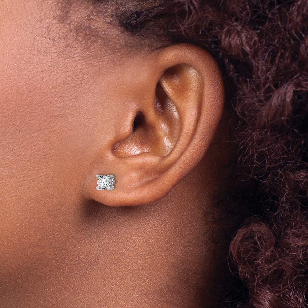 14k White Gold 2/3 ctw Lab Grown Diamond VS+ F+ Round 4 Prong Heavy Wt. Stud Earrings (EM1016-066-WLD)