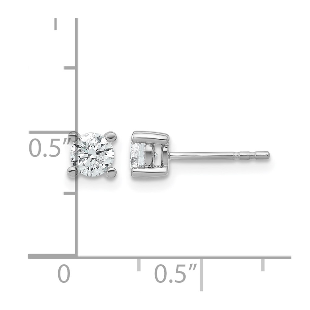 14k White Gold 2/3 ctw Lab Grown Diamond VS+ F+ Round 4 Prong Heavy Wt. Stud Earrings (EM1016-066-WLD)
