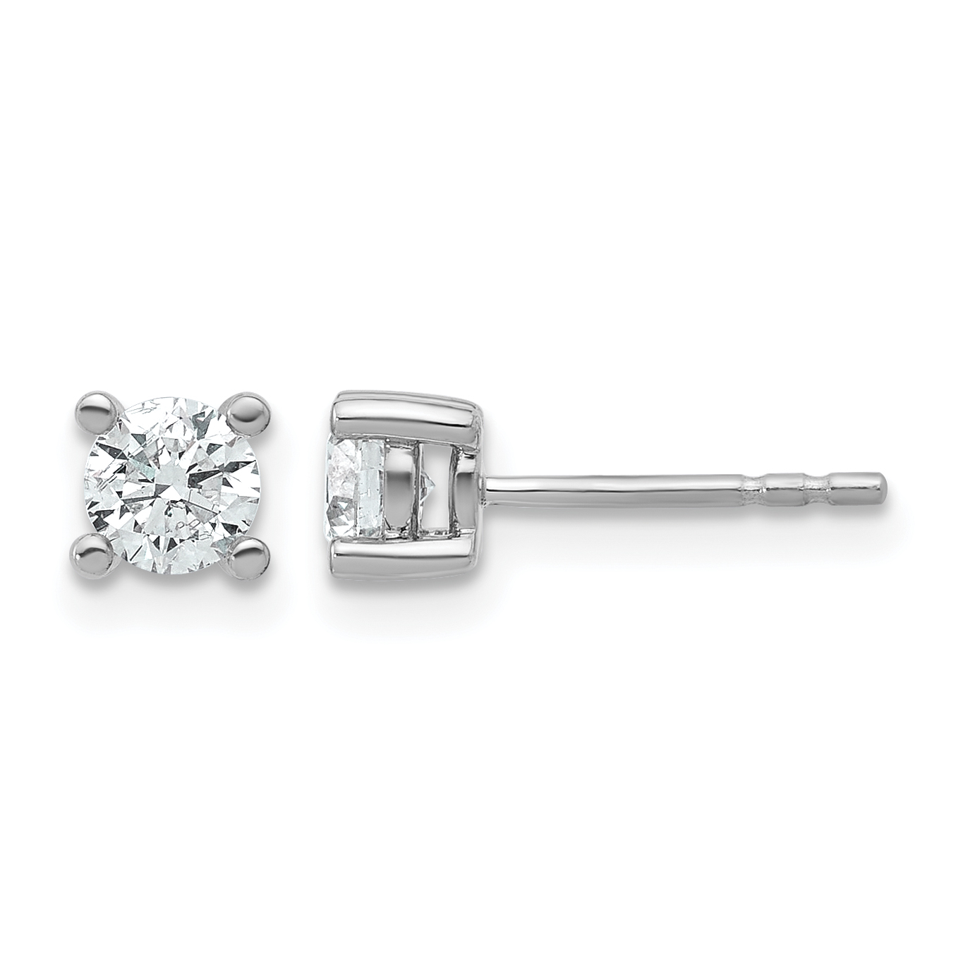 14k White Gold 2/3 ctw Lab Grown Diamond VS+ F+ Round 4 Prong Heavy Wt. Stud Earrings (EM1016-066-WLD)