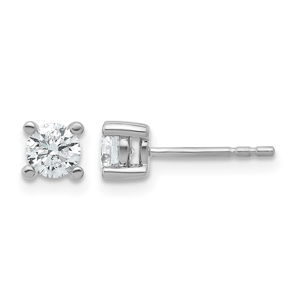 14k White Gold 2/3 ctw Lab Grown Diamond VS+ F+ Round 4 Prong Heavy Wt. Stud Earrings (EM1016-066-WLD)