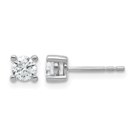 True Origin 14K White Gold 0.67 Carat Lab Grown Diamond VS+ F+ Round Four Prong Heavy Weight Complete Stud Earrings view 1