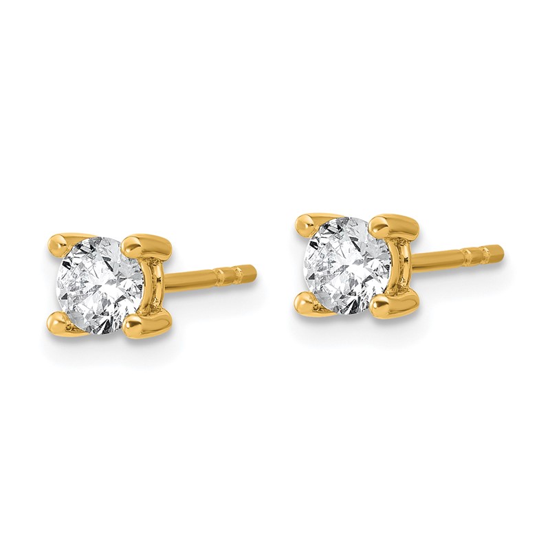 14k Yellow Gold 2/3 ctw Lab Grown Diamond VS+ F+ Round 4 Prong Heavy Wt. Stud Earrings