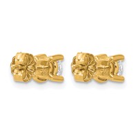 True Origin 14K Yellow Gold 0.67 Carat Lab Grown Diamond VS+ F+ Round Four Prong Heavy Weight Complete Stud Earrings view 4