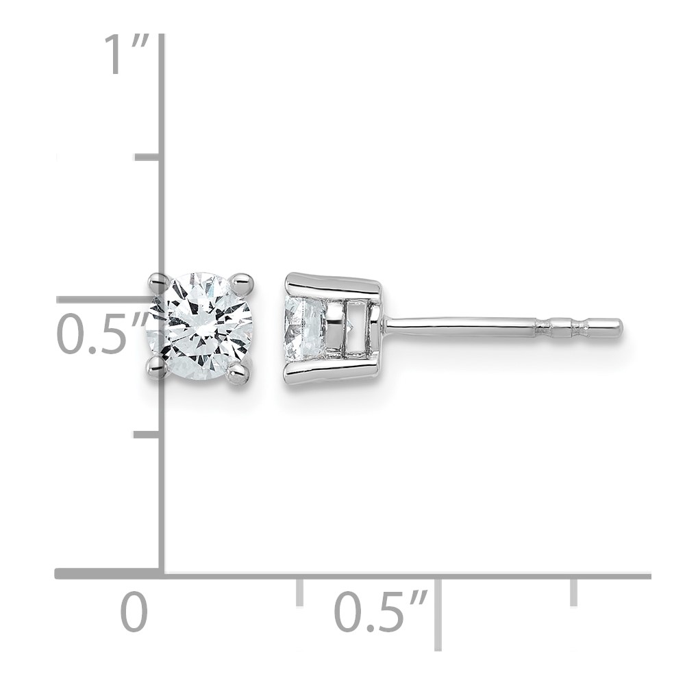 14k White Gold 3/4 ctw Lab Grown Diamond VS+ F+ Round 4 Prong Heavy Wt. Stud Earrings (EM1016-075-WLD)