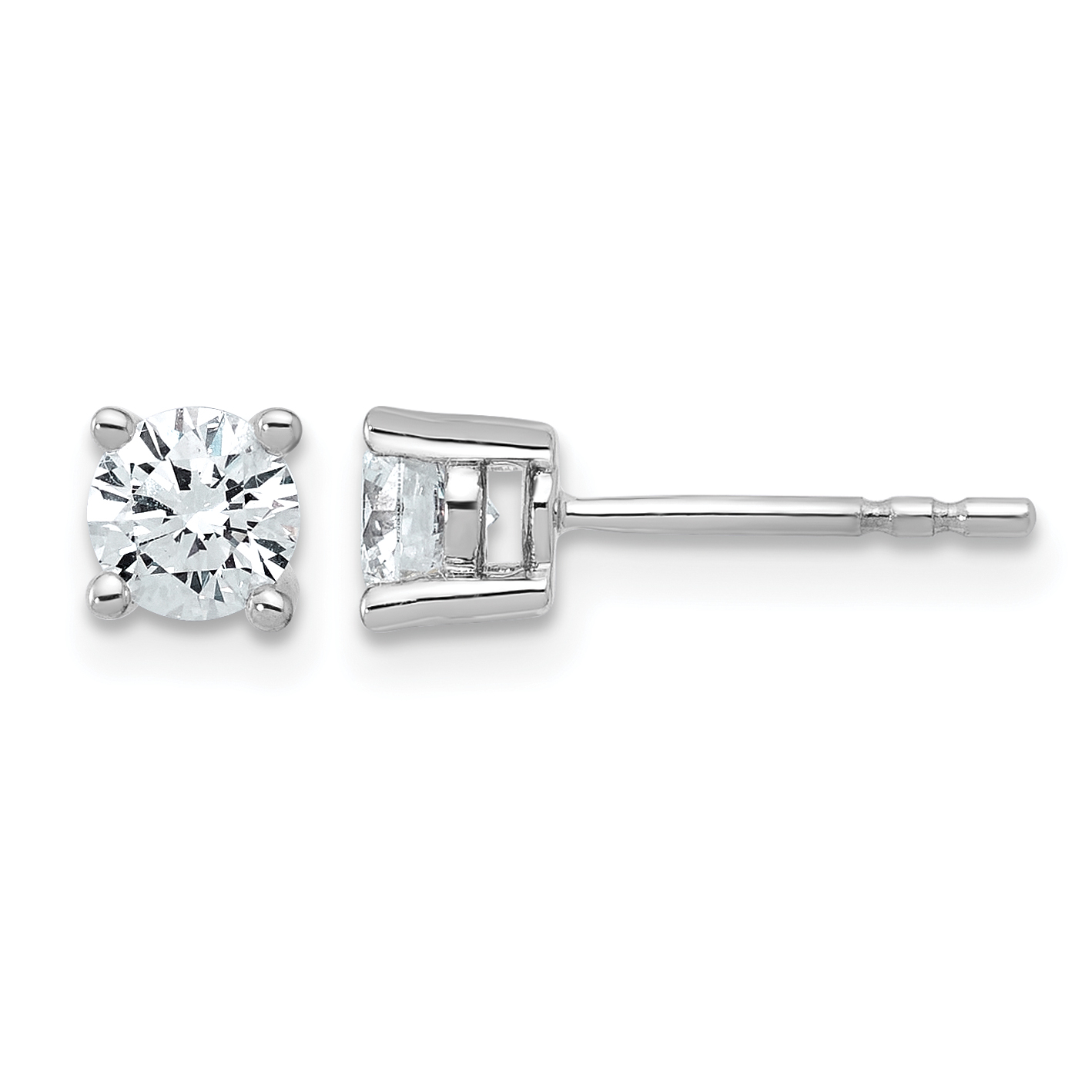 14k White Gold 3/4 ctw Lab Grown Diamond VS+ F+ Round 4 Prong Heavy Wt. Stud Earrings (EM1016-075-WLD)