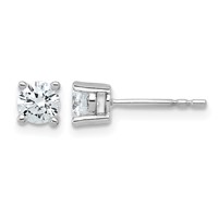 True Origin 14K White Gold 0.75 Carat Lab Grown Diamond VS+ F+ Round Four Prong Heavy Weight Complete Stud Earrings view 1