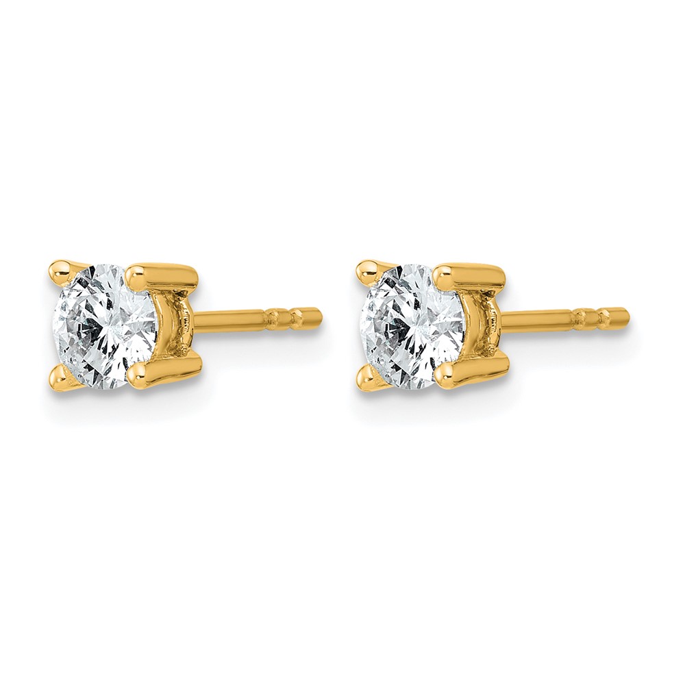 14k Yellow Gold 3/4 ctw Lab Grown Diamond VS+ F+ Round 4 Prong Heavy Wt. Stud Earrings (EM1016-075-LD)